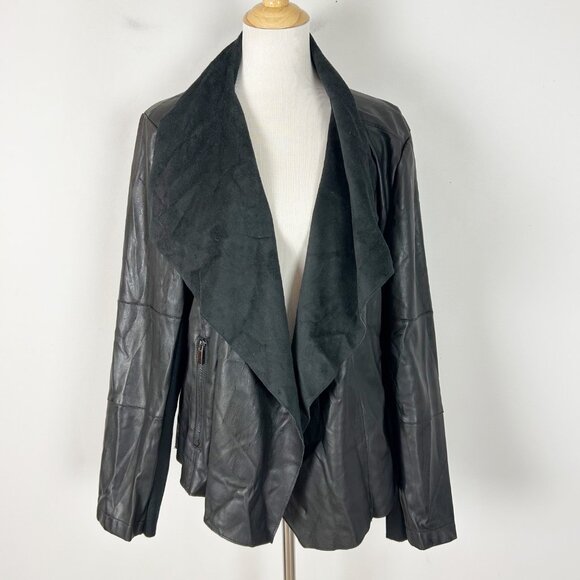 bagatelle Jackets & Blazers - NEW Bagatelle Faux Leather Draped Jacket Black Moto Biker Size 3X Women's